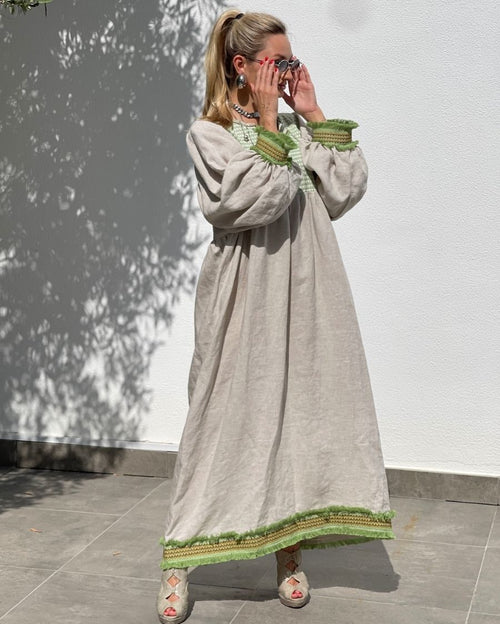Tulum Natural Linen Maxi Dress