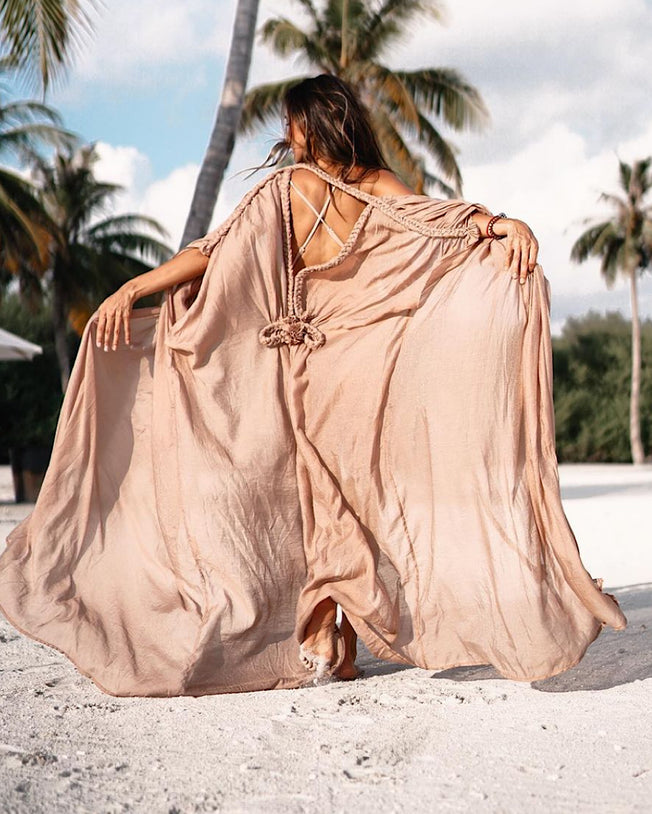 Handmade Luxurious Tunic Goddress Dress Camel