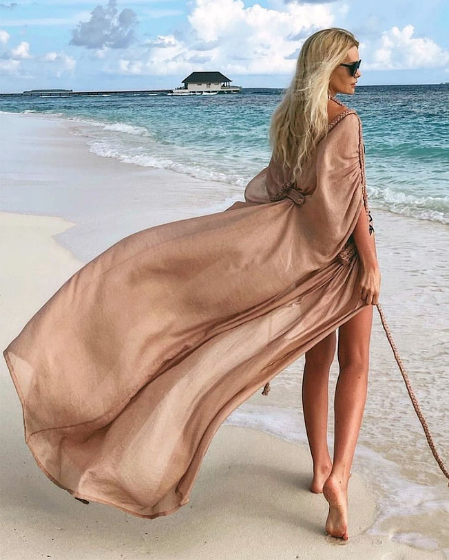 Handmade Luxurious Tunic Goddress Dress Camel