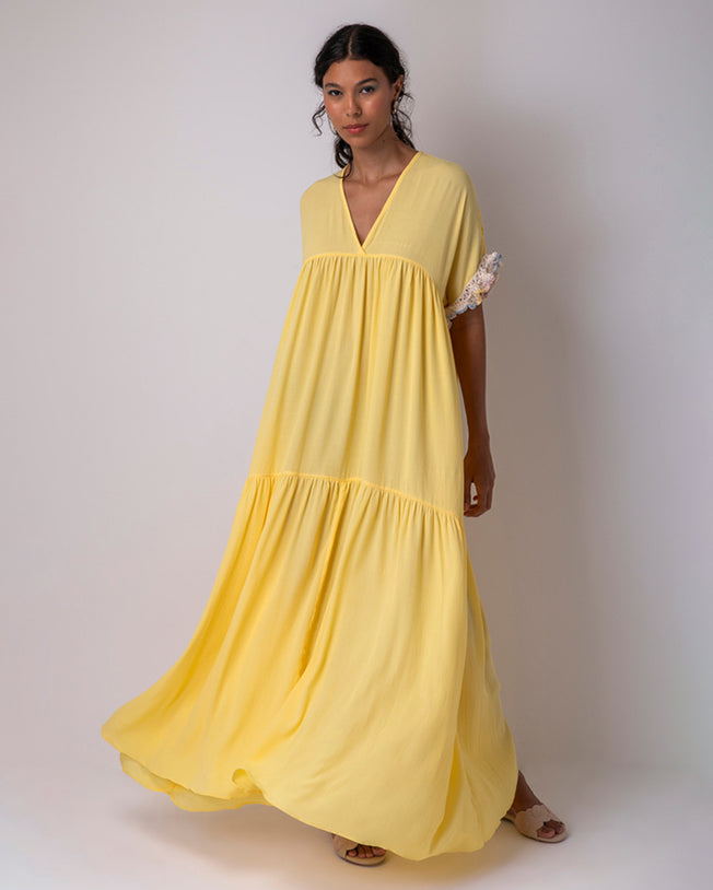 Tunic Sacada Maxi Dress - Yellow