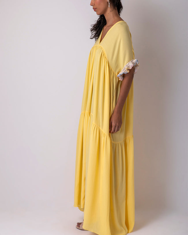 Tunic Sacada Maxi Dress - Yellow