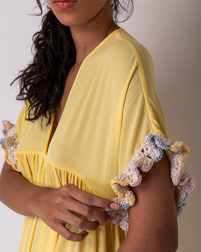 Tunic Sacada Maxi Dress - Yellow