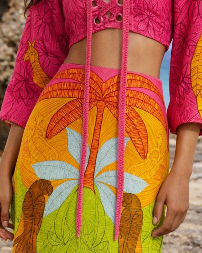 Usiacuri Multicolor Eyelet Blouse and Skirt Set