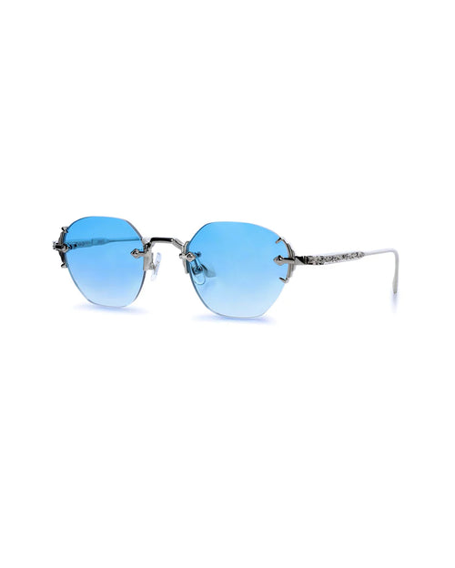 VE-ORNATE Titanium White Gold with Gradient Blue Lenses