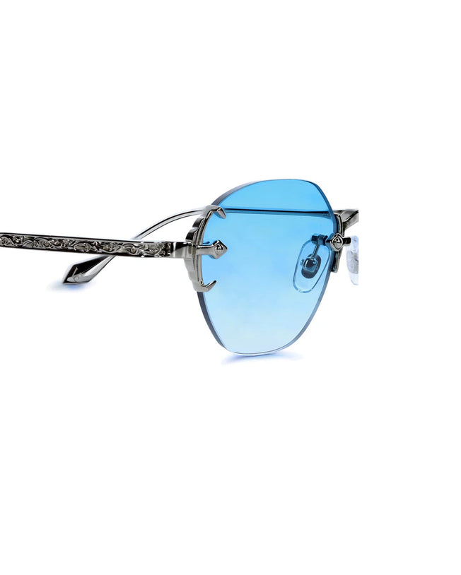 VE-ORNATE Titanium White Gold with Gradient Blue Lenses