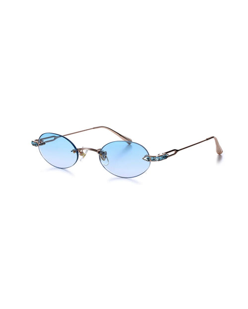 VE-SANTORINI Rose Gold with Aqua Blue Crystal Lenses