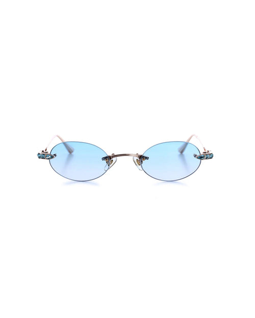 VE-SANTORINI Rose Gold with Aqua Blue Crystal Lenses