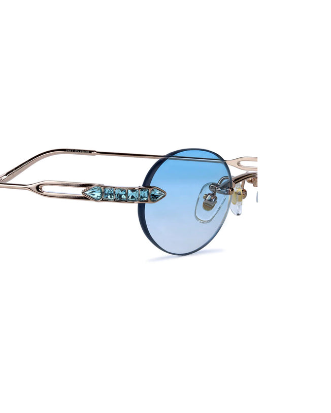 VE-SANTORINI Rose Gold with Aqua Blue Crystal Lenses