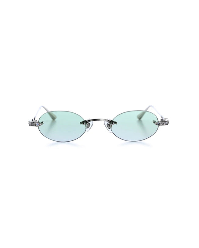 VE-SANTORINI White Gold with Green Clear Crystal Lenses
