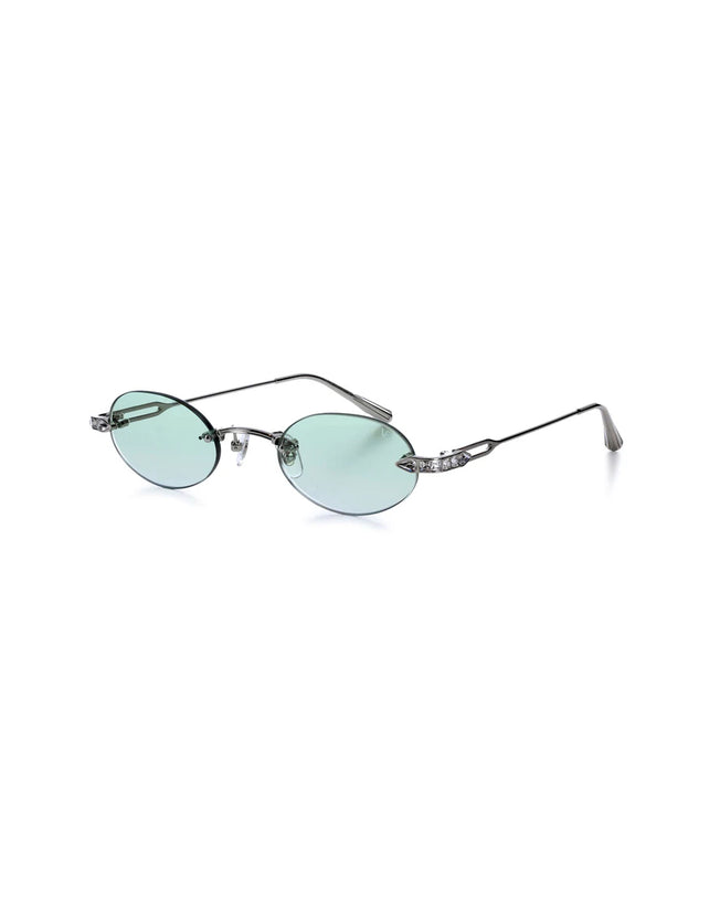 VE-SANTORINI White Gold with Green Clear Crystal Lenses