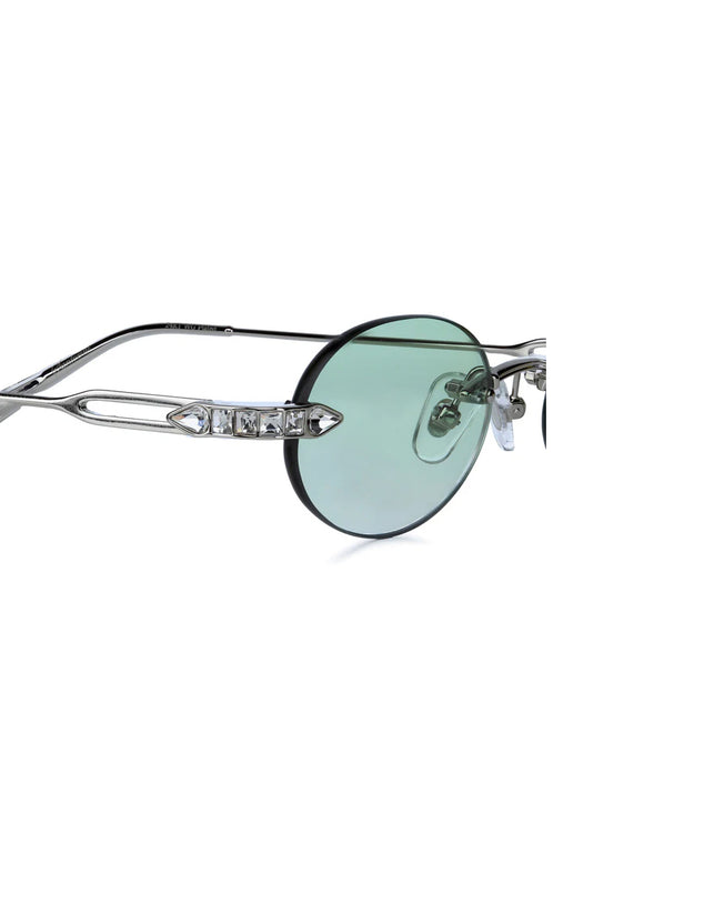 VE-SANTORINI White Gold with Green Clear Crystal Lenses