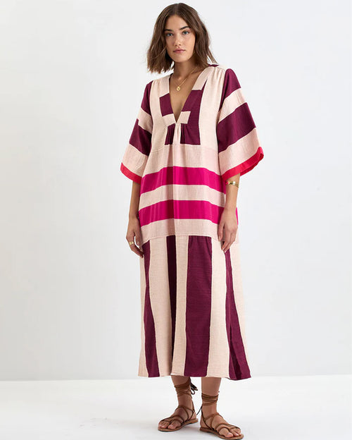 Edna V-Neck Long Dress Betami Cherry