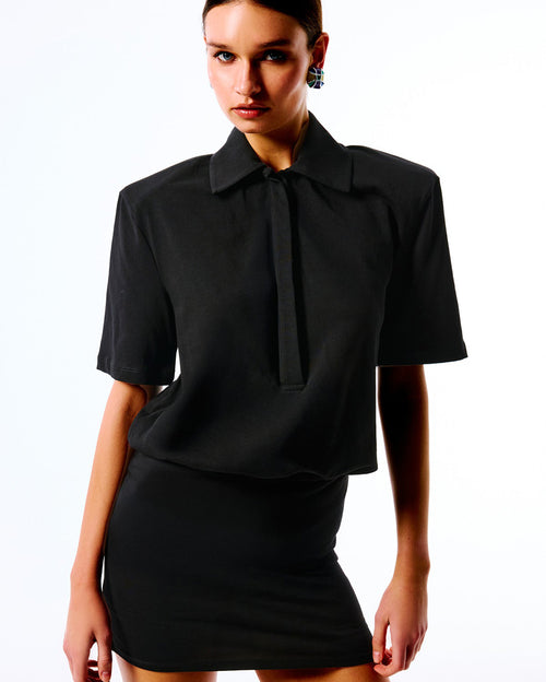 Verona Polo Neck Mini Dress - Black