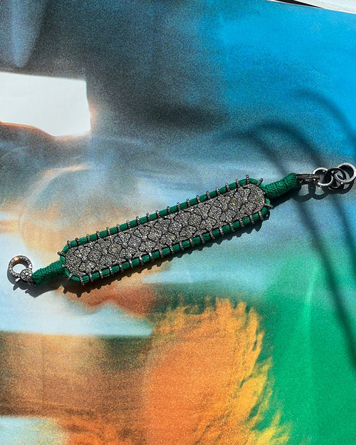Victorian Bracelet 14k Diamond Single Cut - Dark Green