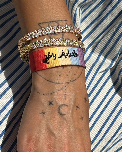 Whatever sister arabic letter adjustable rope bracelet multi