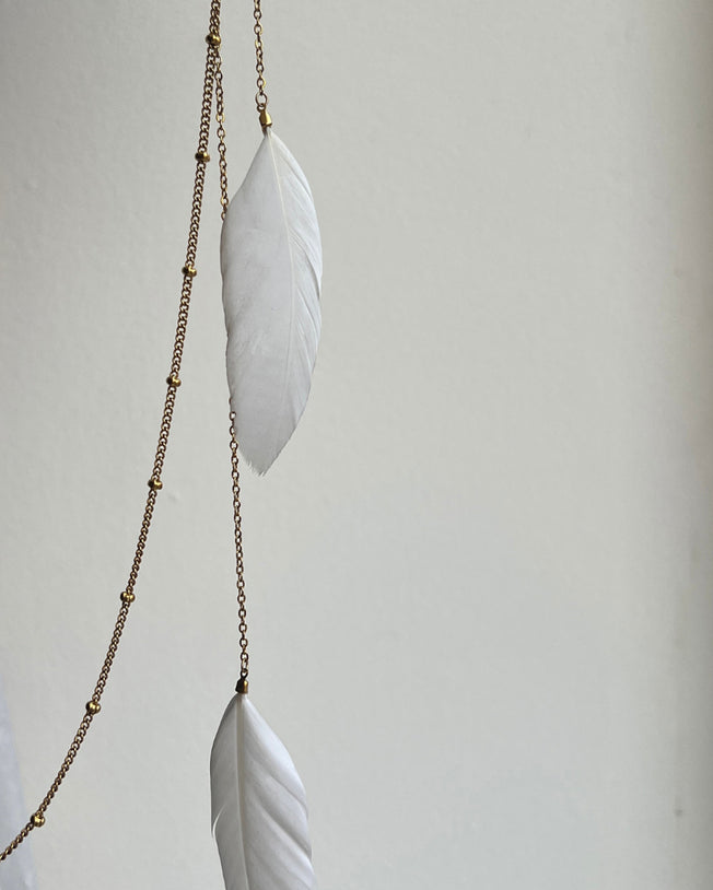 White Rice Feather New Panama Hat