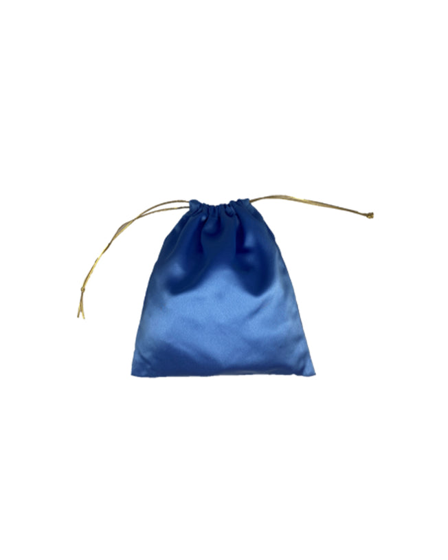 Woven Straw Satin Mini Helene Gold Net and Powder Blue Tote Bag
