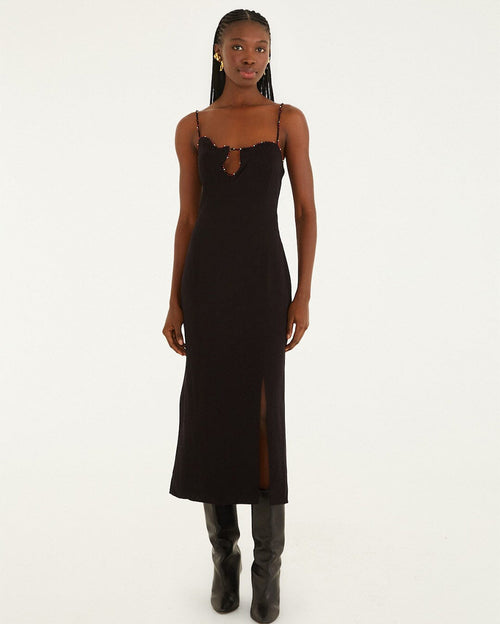 Black Sleeveless Midi Dress