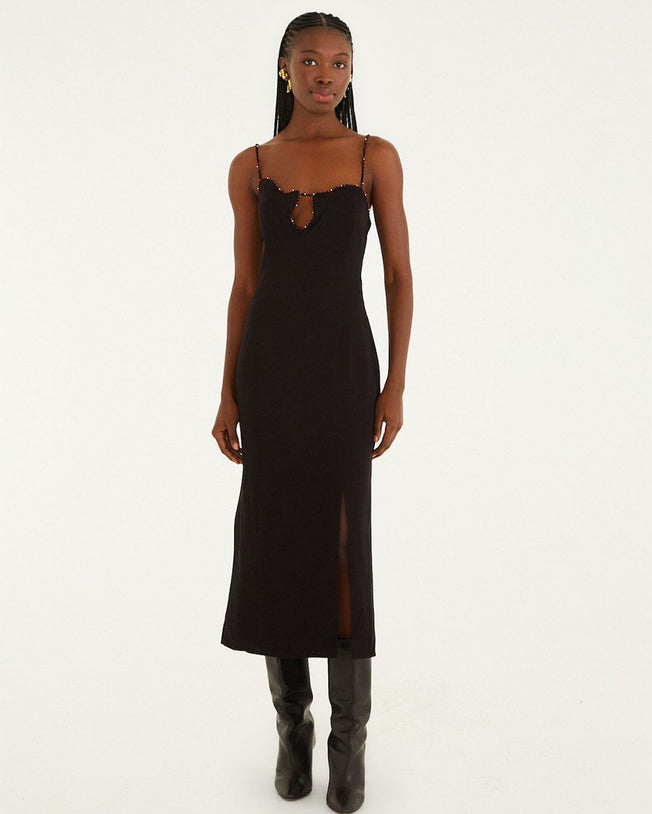 Black Sleeveless Midi Dress